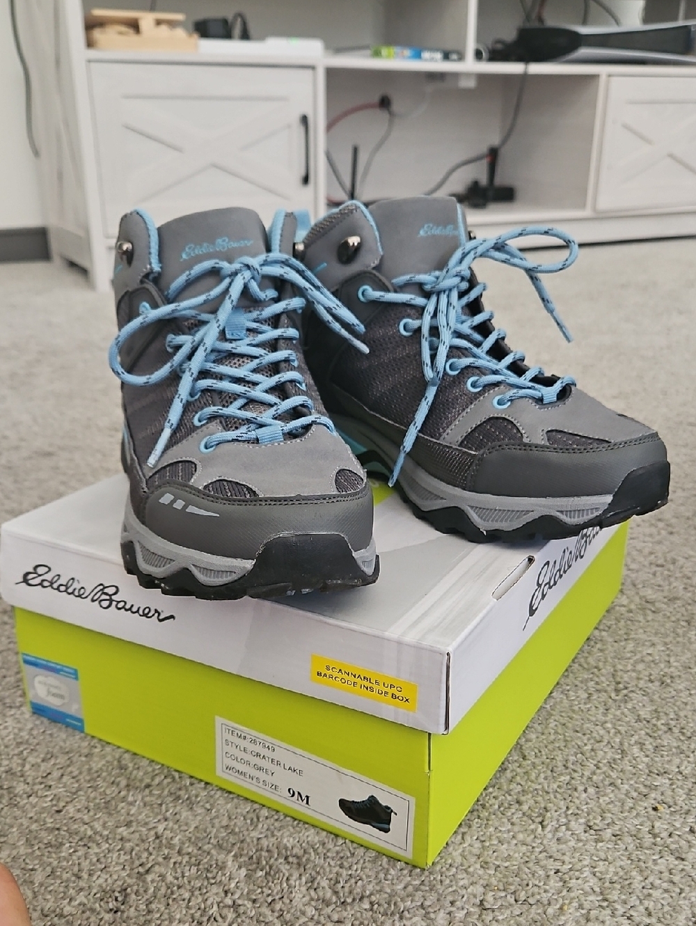 Eddie Bauer Gray Hiking Boots with Light Blue Laces